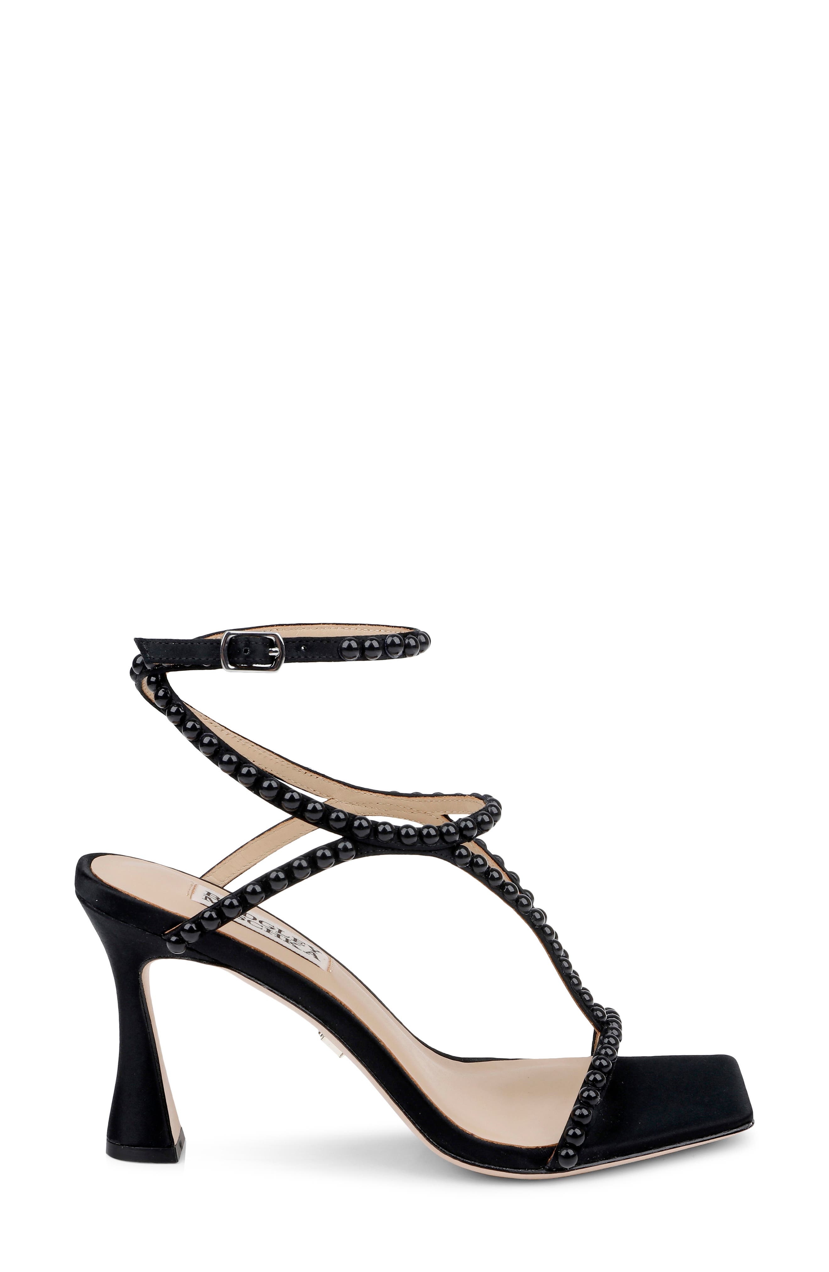 Badgley Mischka Collection Gianni Ankle Strap Sandal, Alternate, color, Black Satin