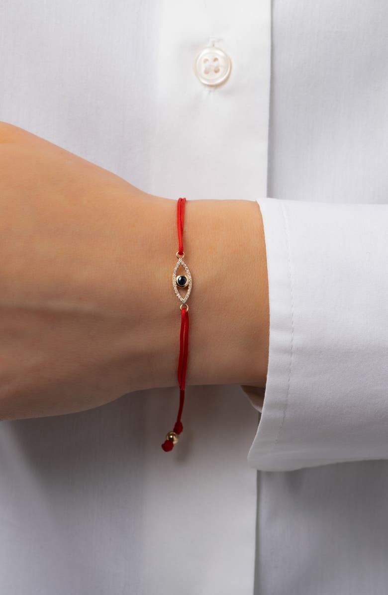 Zoe Lev Diamond & Sapphie Evil Eye Friendship Bracelet, Alternate, color, Red