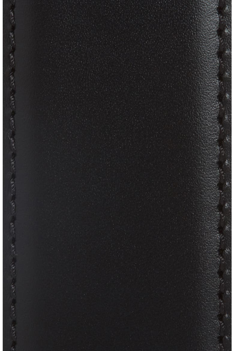 Embellished Medusa Buckle Leather Belt, Alternate, color, BLACK