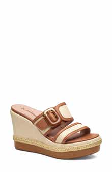 Addison Buckle Platform Wedge Slide Sandal