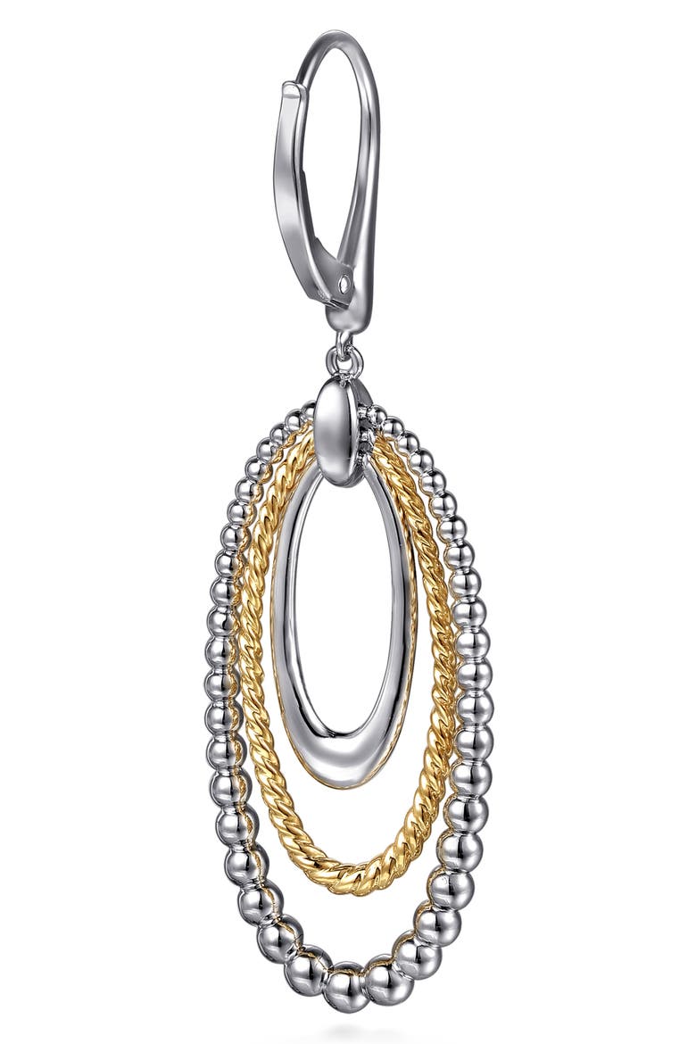 Layered Link Drop Earrings, Alternate, color, SILVER/ 14K YELLOW GOLD