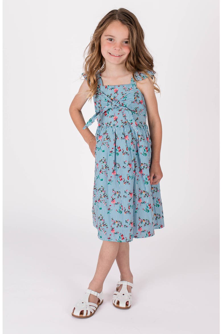 Kids' Floral Stripe Sleeveless Dress, Main, color, BLUE