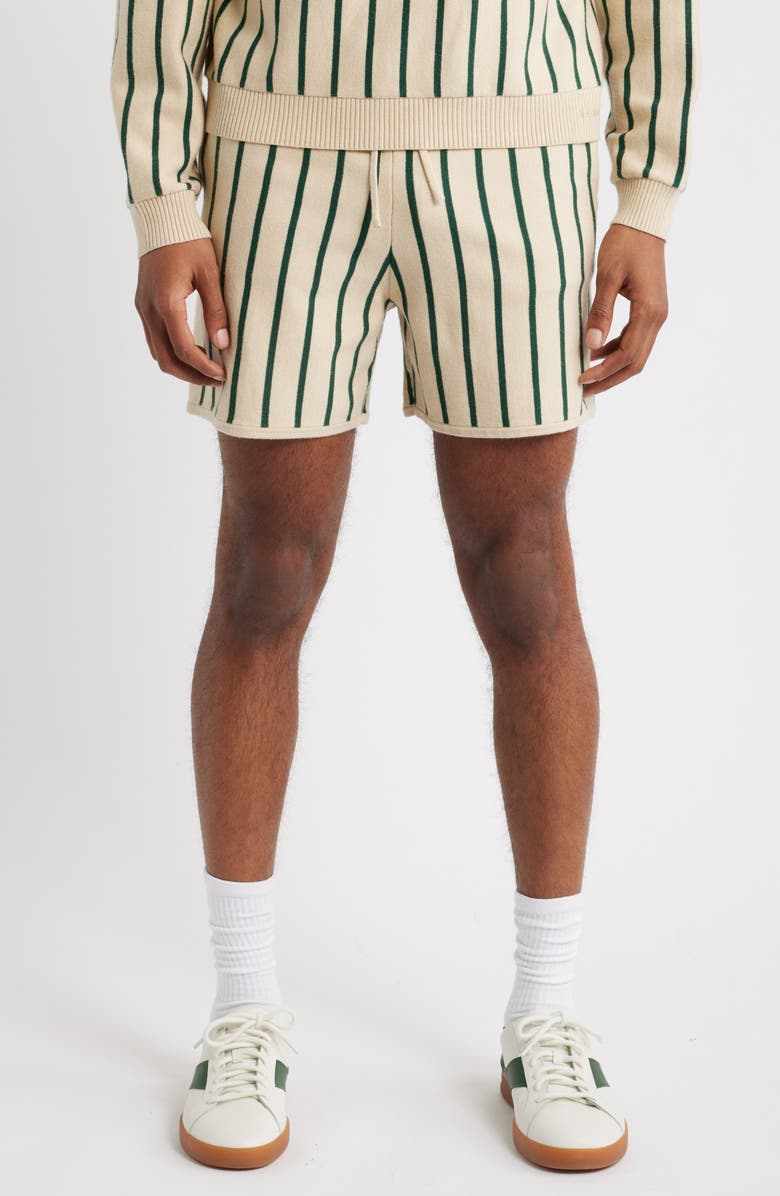 MAVRANS Emerald Stripe Knit Shorts, Main, color, Green