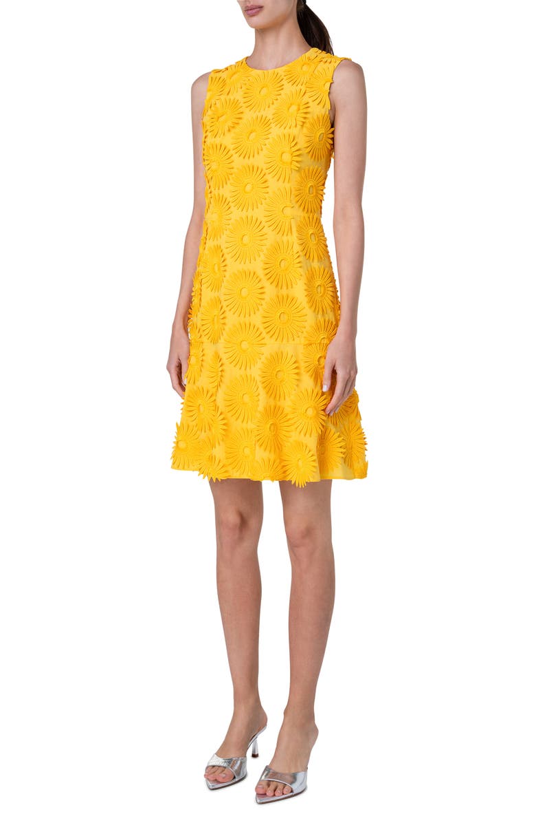 Akris punto Hello Sunshine Embroidered Floral Appliqué Cotton Sheath Dress, Alternate, color,