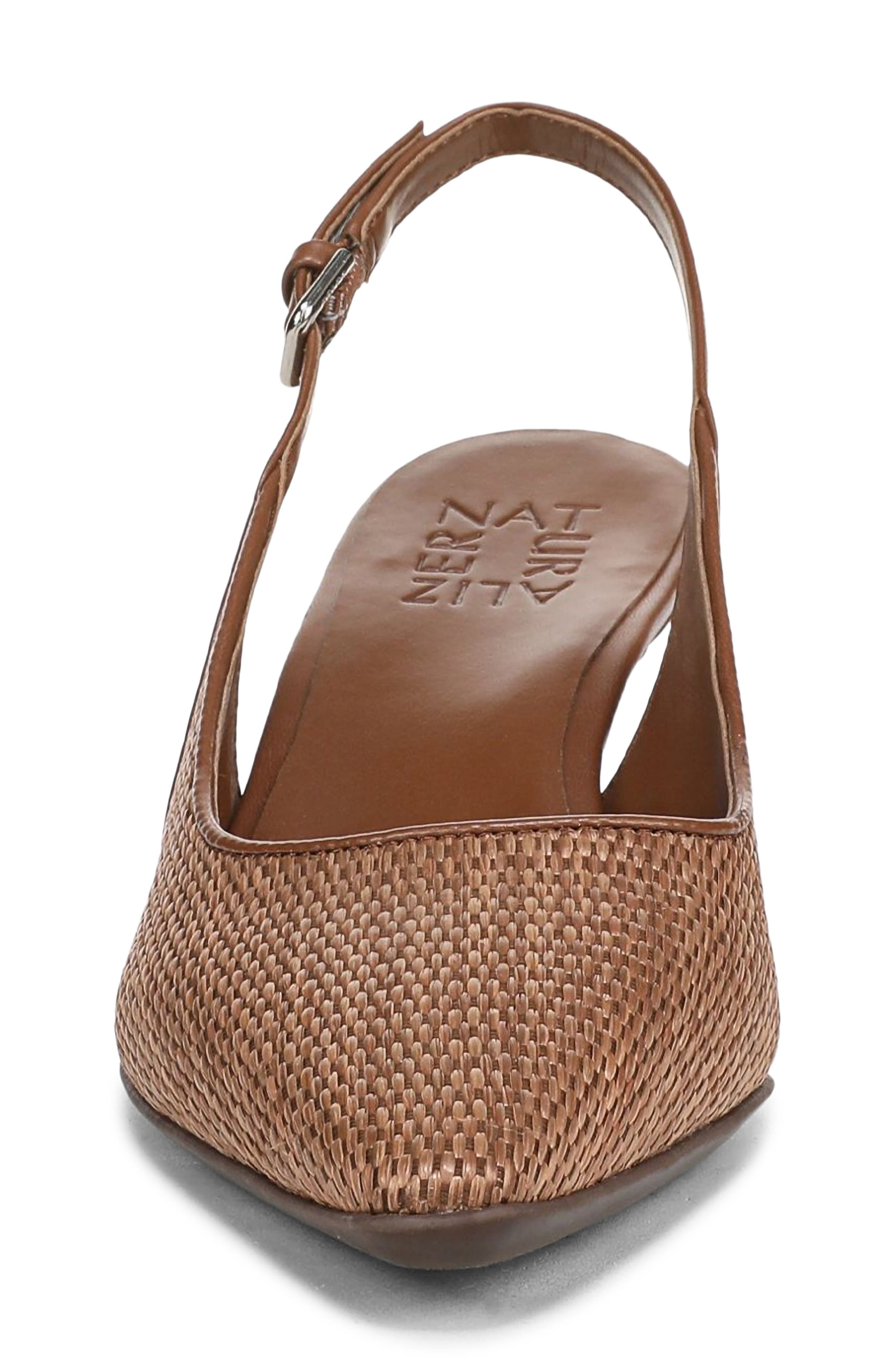 Naturalizer Tansy Slingback Kitten Heel Pump, Alternate, color, Walnut Brown Faux Raffia