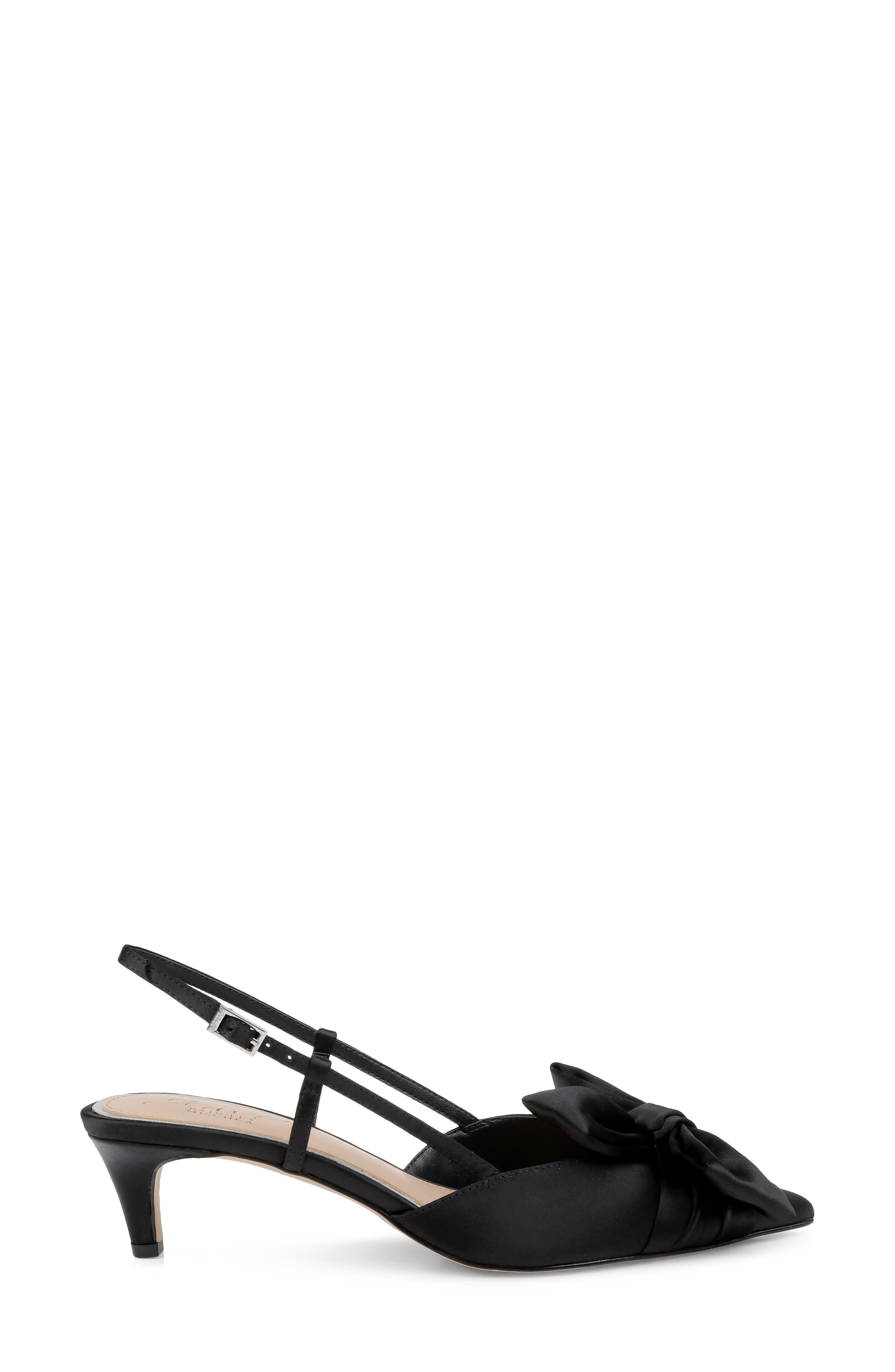 Jewel Badgley Mischka Shoshana Pointed Toe Slingback Pump, Alternate, color, Black Satin