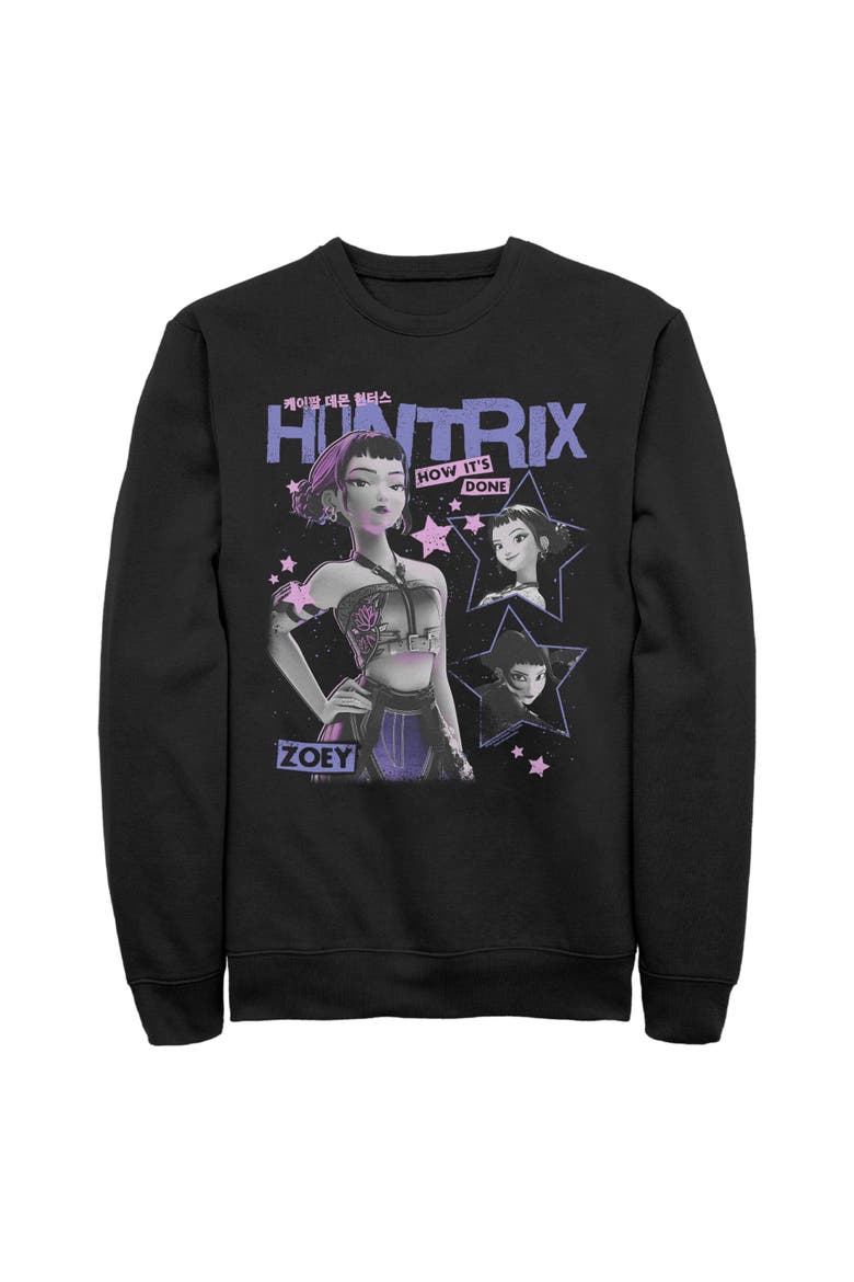 Men's Pop Star Huntrix Zoey Long Sleeve Crewneck Sweatshirt, Main, color, Black