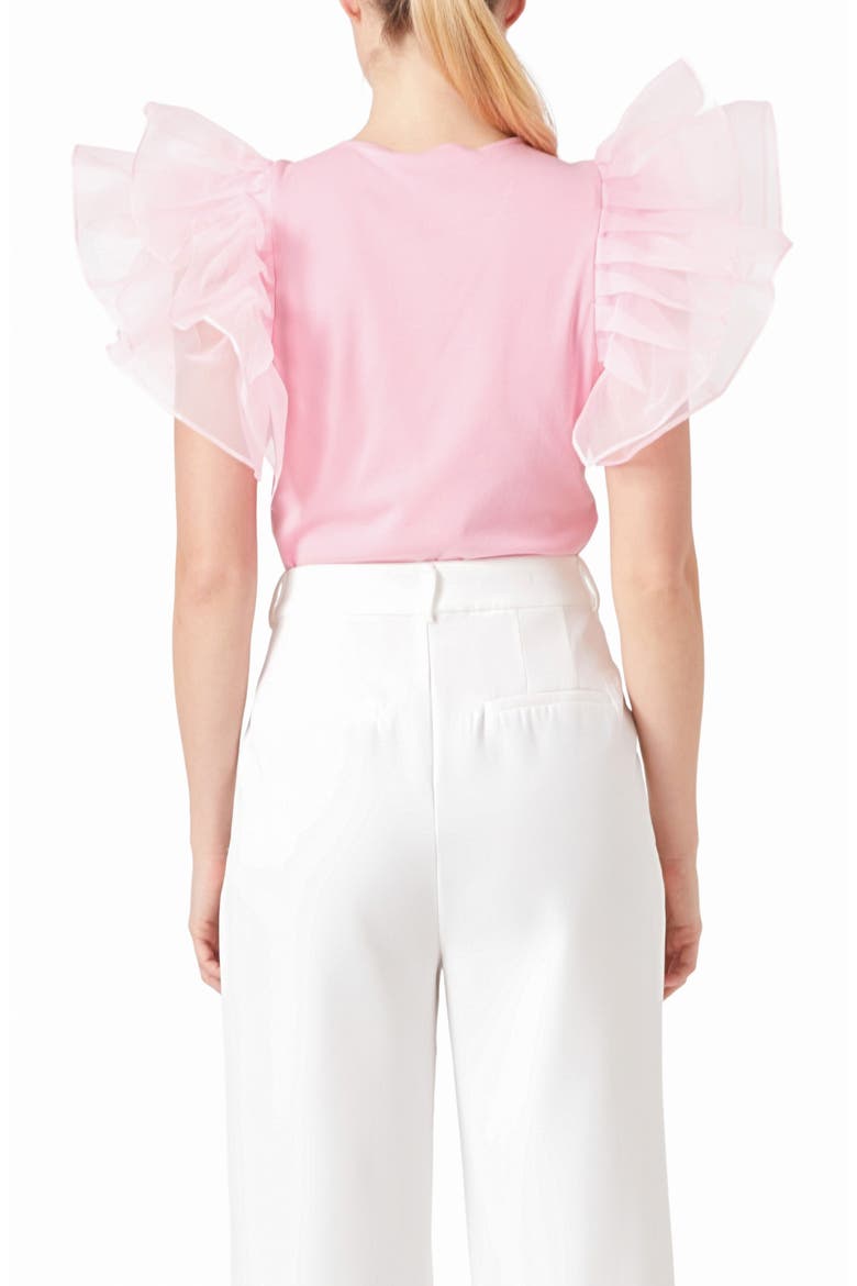 Organza Ruffle Sleeve Top, Alternate, color, PINK