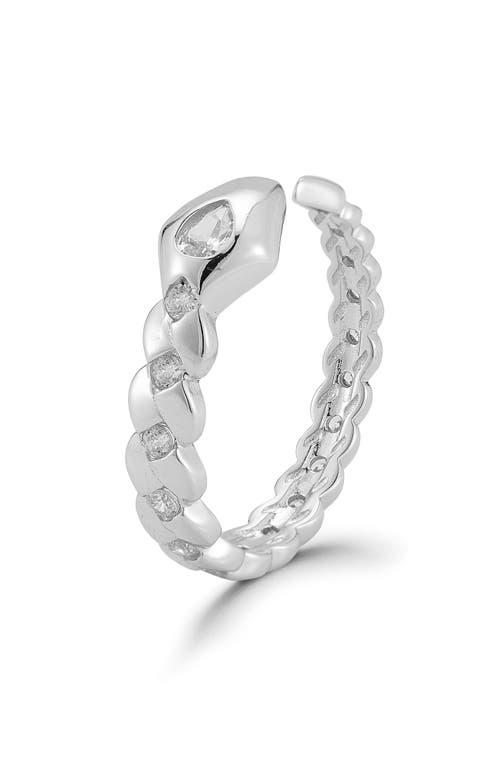 Chloe & Madison Chloe And Madison Cubic Zirconia Snake Cuff Braceletpavé Cz Snake Cuff Bracelet In Metallic