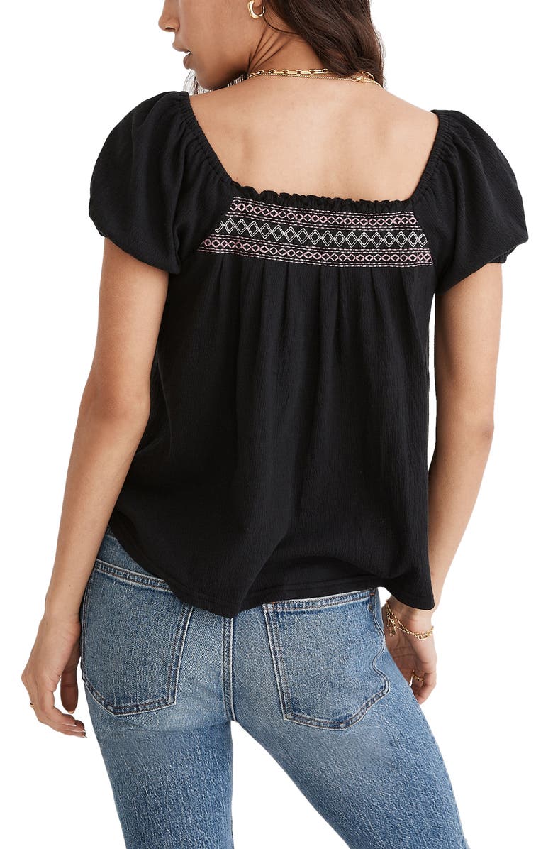 Madewell Embroidered Square Neck Top, Alternate, color, 
