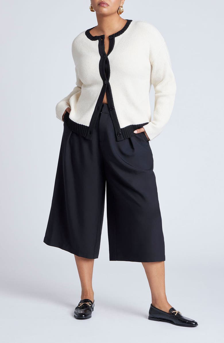 ELOQUII Contrast Trim Cardigan, Alternate, color, 