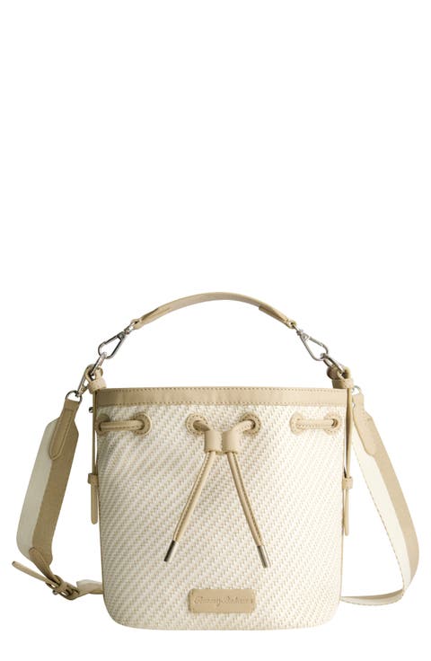 Soft Woven Drawstring Bucket Bag