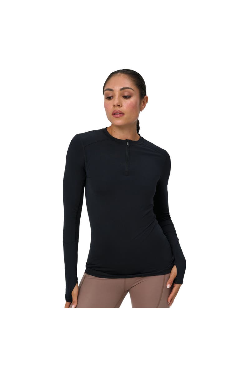 BloqUV Women's Performance Quarter Zip Long Sleeve Crew Shirt, Main, color, Black