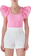 Endless Rose Organza Ruffle Knit Top