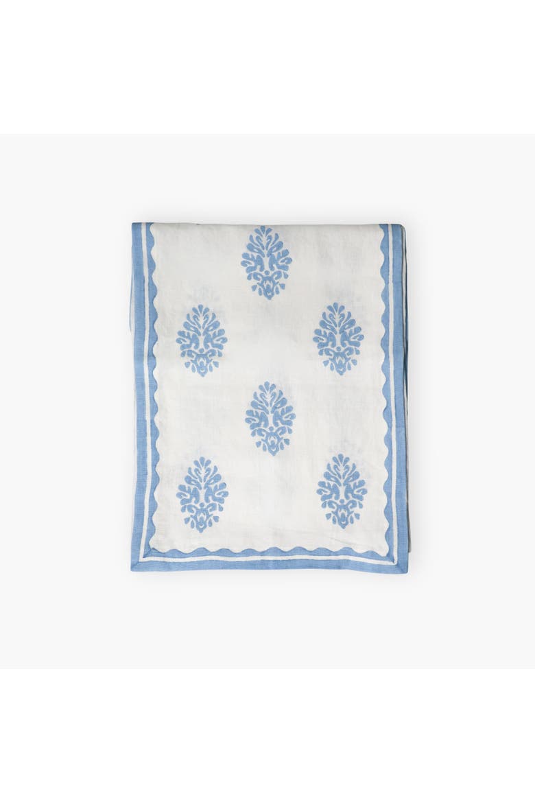 Nila - Pure Linen Hand-Printed Table Runner, Main, color, Pastel Blue