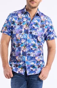 Robert Graham Broward Short Sleeve Cotton Dress Shirt