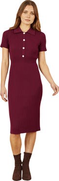 Yumi Fitted Rib Knitted Midi Dress