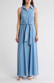BY DESIGN Evangeline Sleeveless Chambray Shirtdress