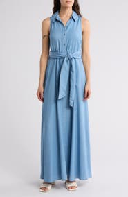 BY DESIGN Evangeline Sleeveless Chambray Shirtdress