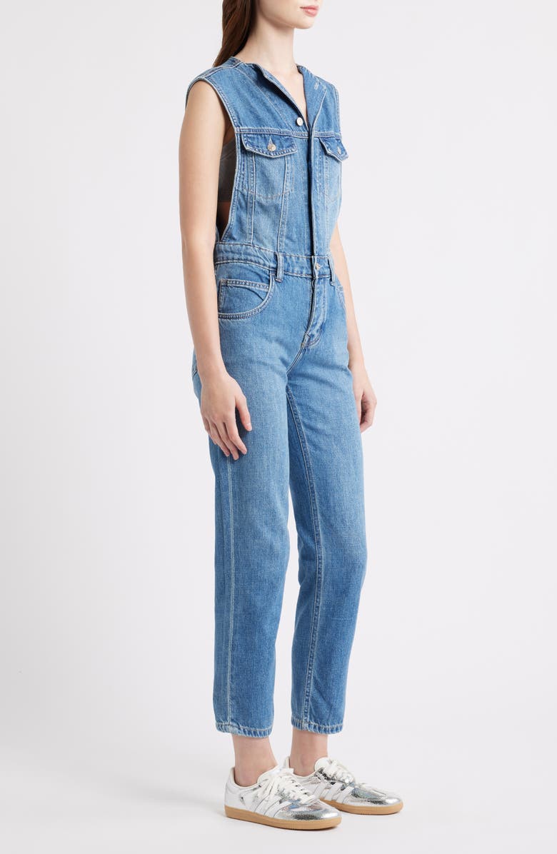 Free People All You Need Denim Jumpsuit, Alternate, color, Bea Blue