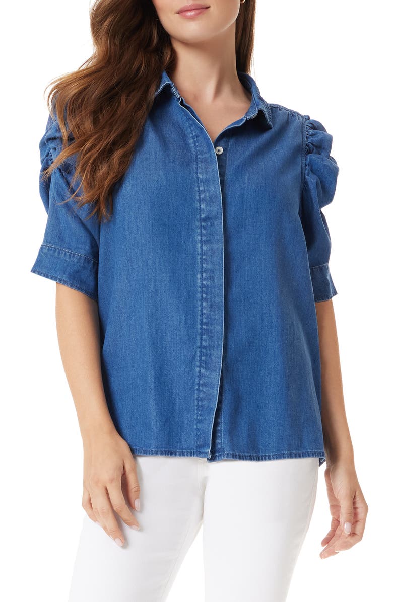 Sam Edelman Austin Puff Sleeve Button-Up Shirt, Main, color, Mystic