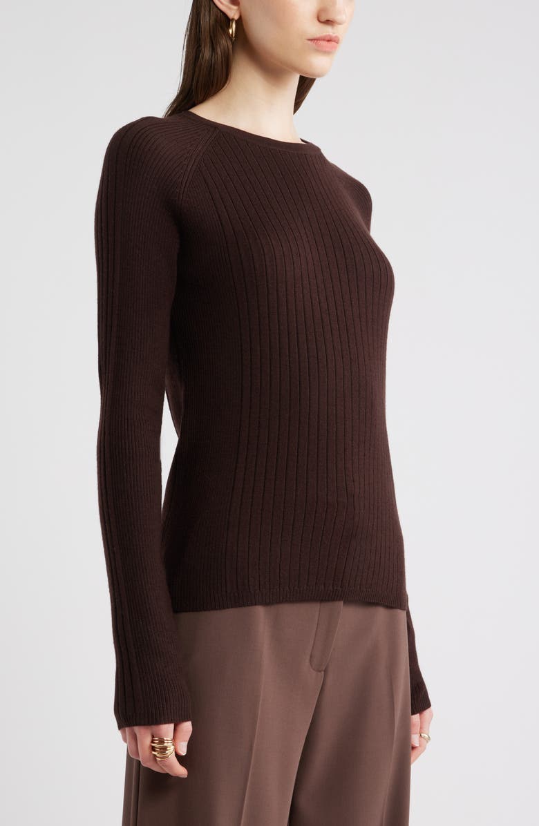 Nordstrom Rib Wool Blend Sweater, Alternate, color, Brown Coffee