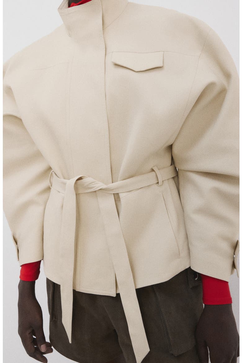 Belted Jacket, Alternate, color, BEIGE
