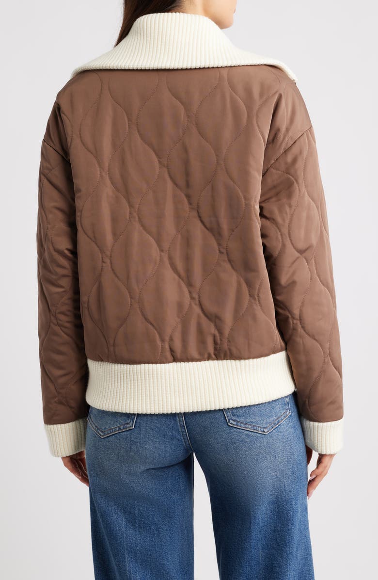 Thread & Supply Knit Collar Quilted Jacket, Alternate, color, Burnt Cedar