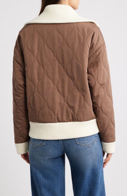 Thread & Supply Knit Collar Quilted Jacket In Brown