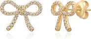 Crislu Fairy Tale Pavé Cubic Zirconia Bow Stud Earrings