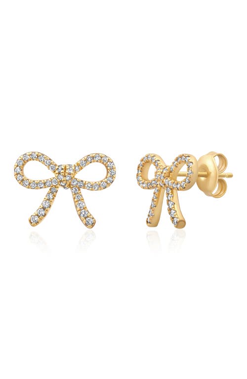 Crislu Fairy Tale Pavé Cubic Zirconia Bow Stud Earrings In Gold