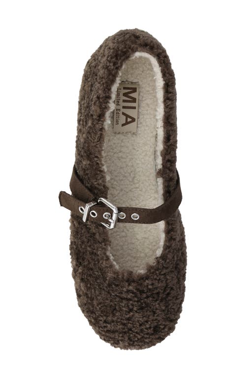 Mia Kayti Faux Shearling Mary Jane Flat In Brown