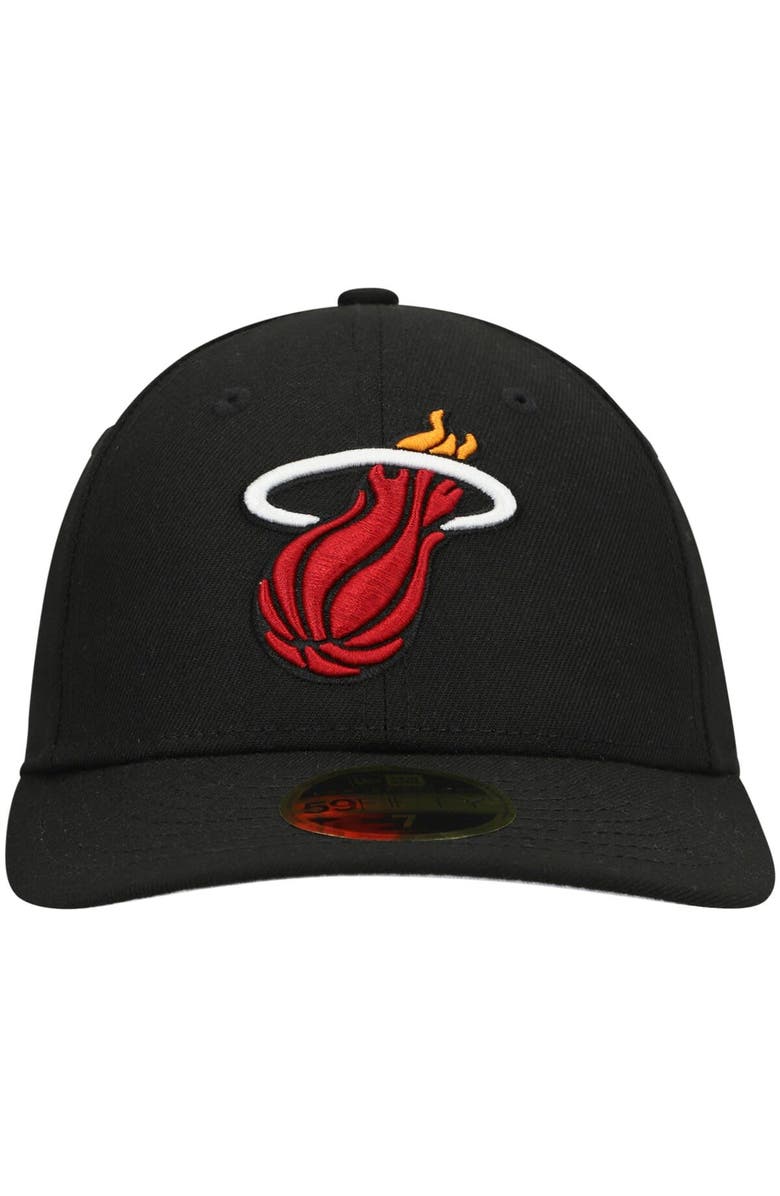 New Era Men's New Era Black Miami Heat Team Low Profile 59FIFTY Fitted Hat, Alternate, color, Black