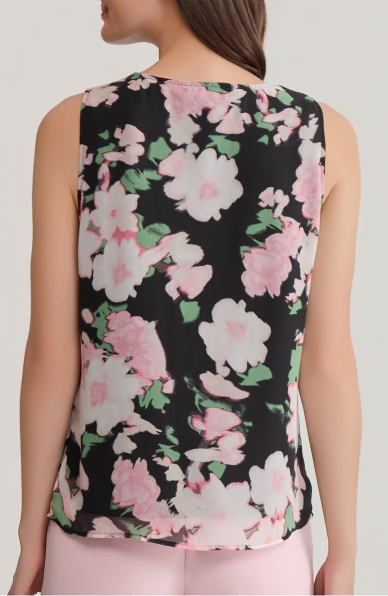 KASPER Floral Cascade Ruffle Sleeveless Top, Alternate, color,