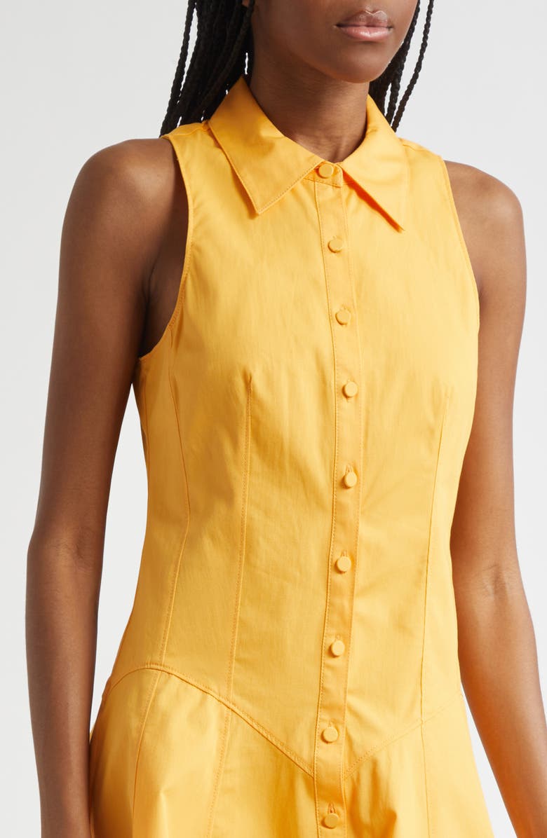 Cinq à Sept Poppy Sleeveless Stretch Twill Shirtdress, Alternate, color, Ginger Orange