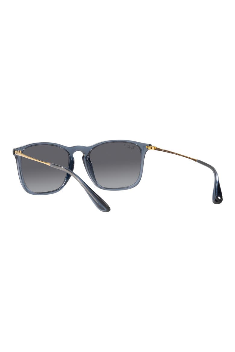 54mm Gradient Polarized Rectangular Sunglasses, Alternate, color, ROSE GOLD BLACK