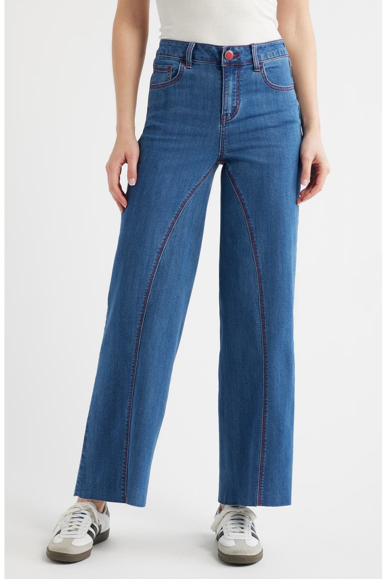 Seamed Raw Hem Wide Leg Jeans, Main, color, IMAN