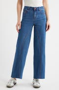 1822 Denim Seamed Raw Hem Wide Leg Jeans