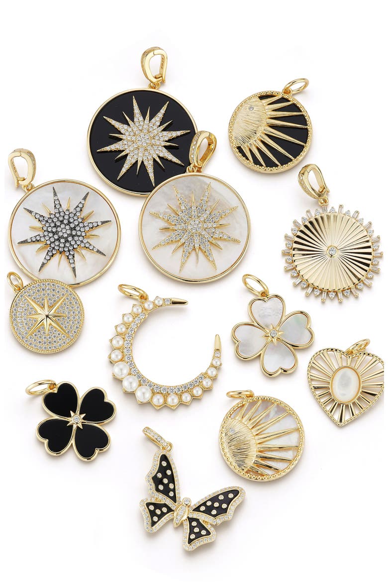 Butterfly Enamel & Cubic Zirconia Charm, Alternate, color, GOLD