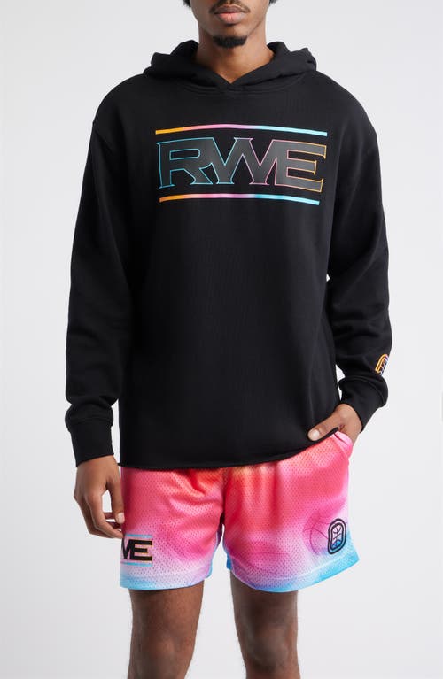 Overtime Elite Rwe Oversize Raw Edge Tie Dye Logo Hoodie In Black