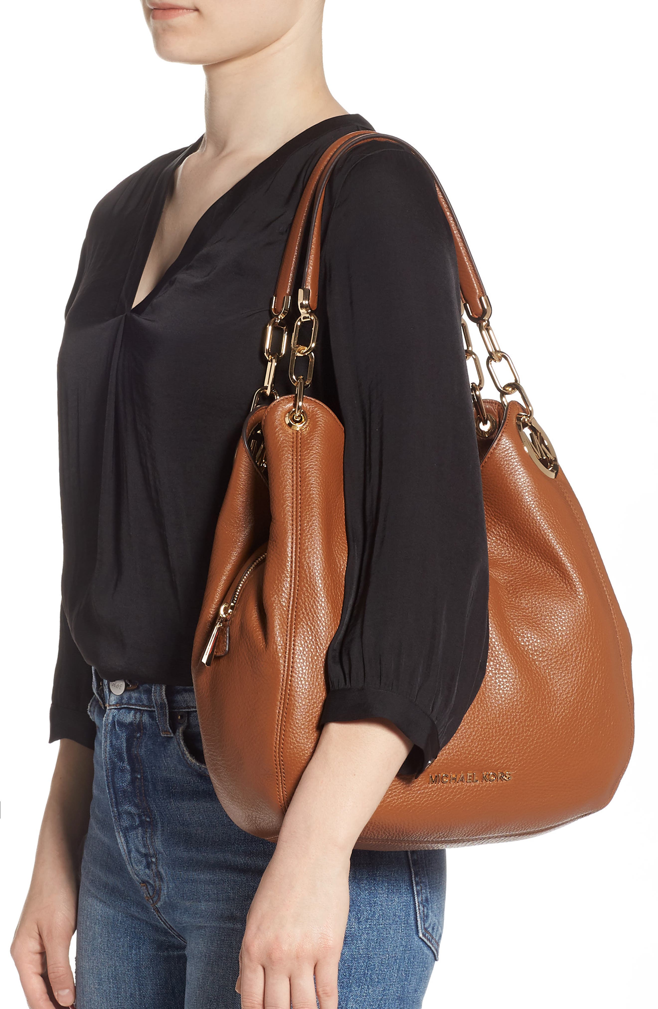 Lillie Large Leather Shoulder Bag, Alternate, color, ACORN