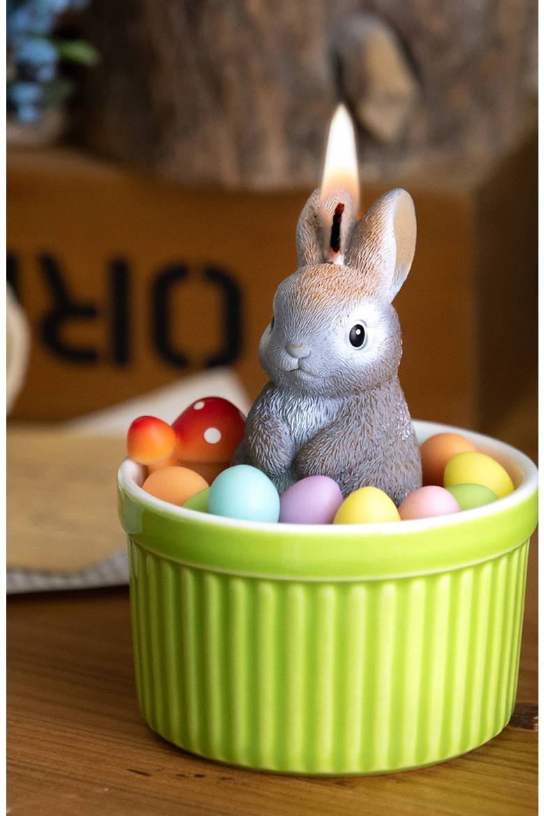 Easter Bunny Candle, Alternate, color, Gray Rabbit / Pastels