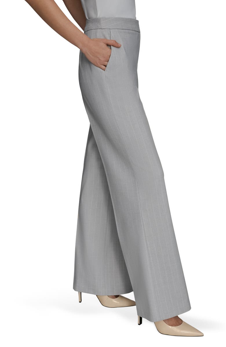 Donna Karan New York Pinstripe Clean Front Wide Leg Pants, Alternate, color, Vapor Multi