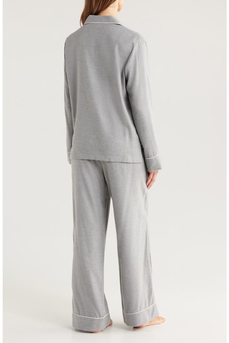 Cozy Cotton Blend Flannel Pajamas, Alternate, color, GREY HEATHER