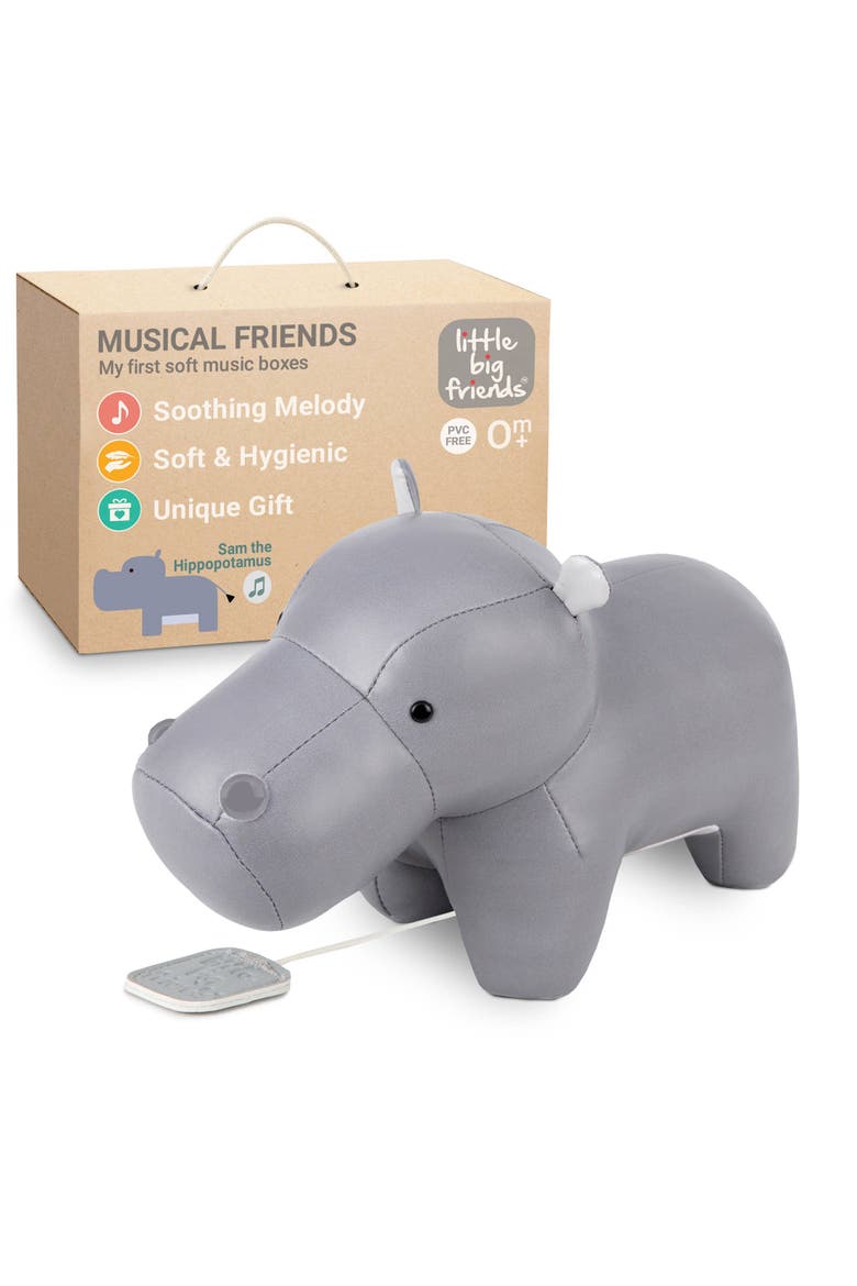 Musical Animals - Hippo, Plush Baby Music Box, Nursery Toy, Alternate, color, Grey