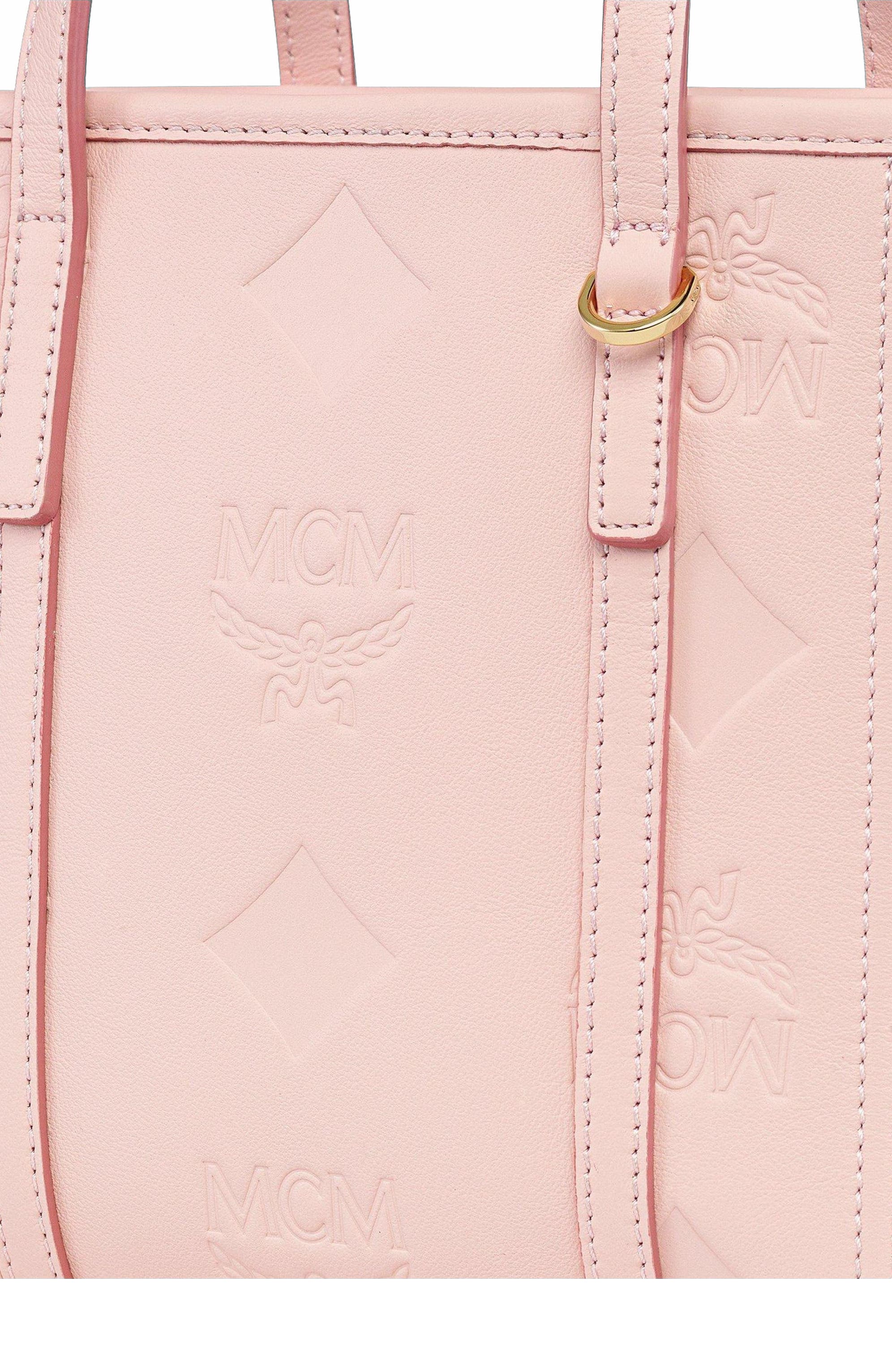Mini Toni Top-Zip Shopper in Maxi Monogram Leather, Alternate, color, Lotus Pink