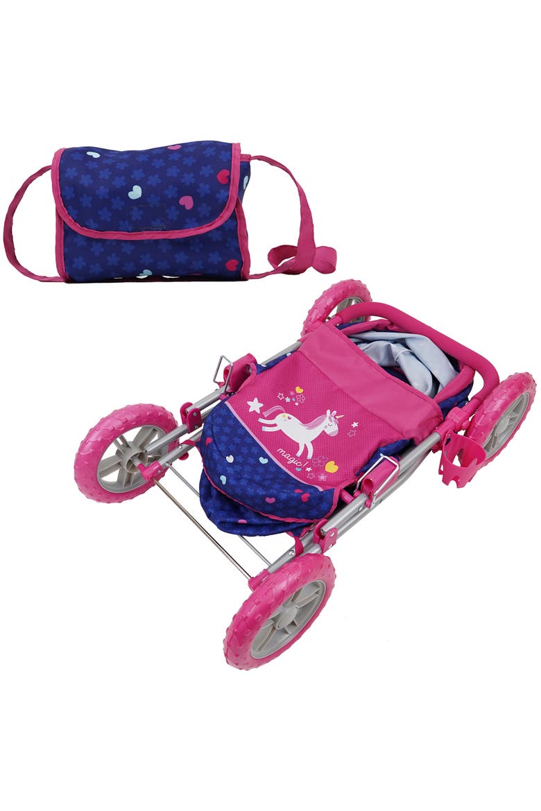 Unicorn Doll Pram in Blue & Pink, Alternate, color, Multicolored