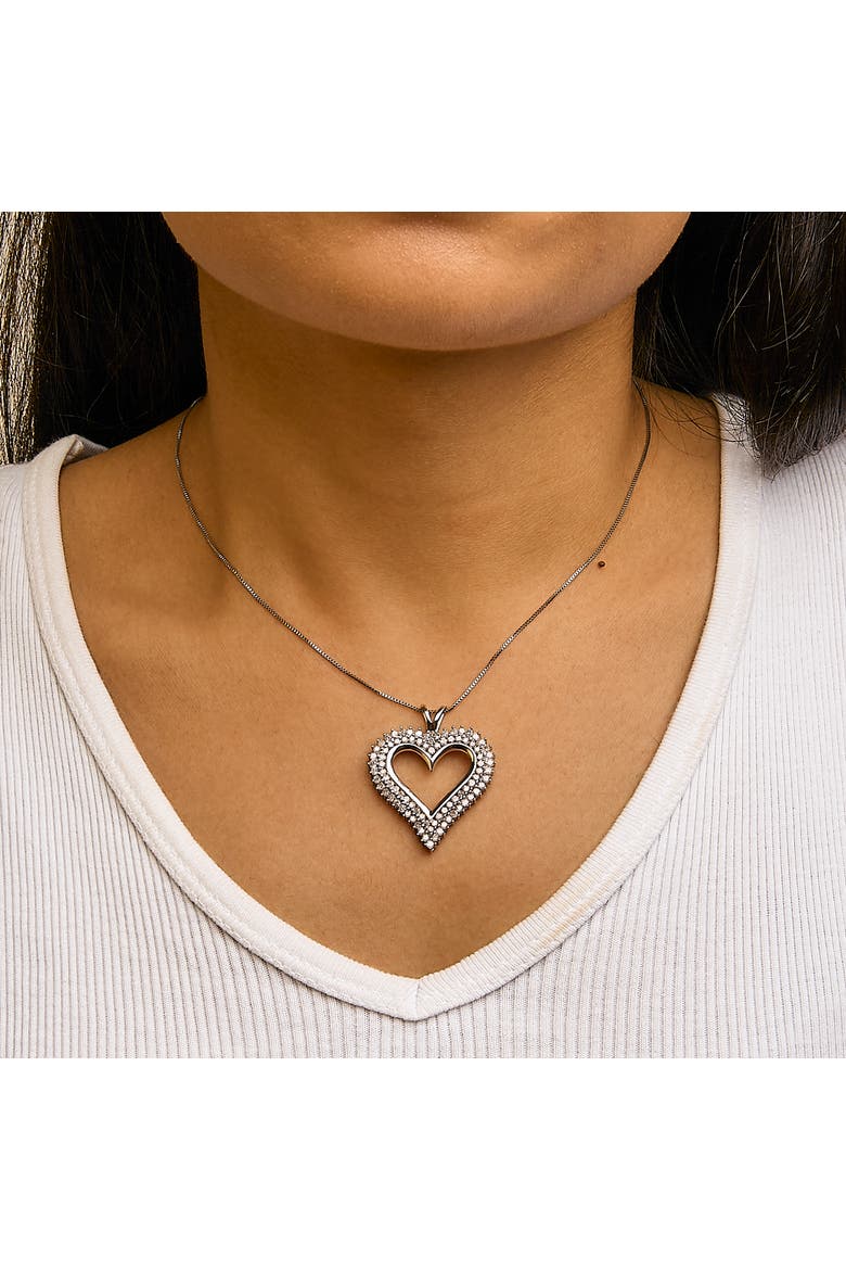 Silver 2.00 Cttw Diamond Heart Pendant Necklace, Alternate, color, White