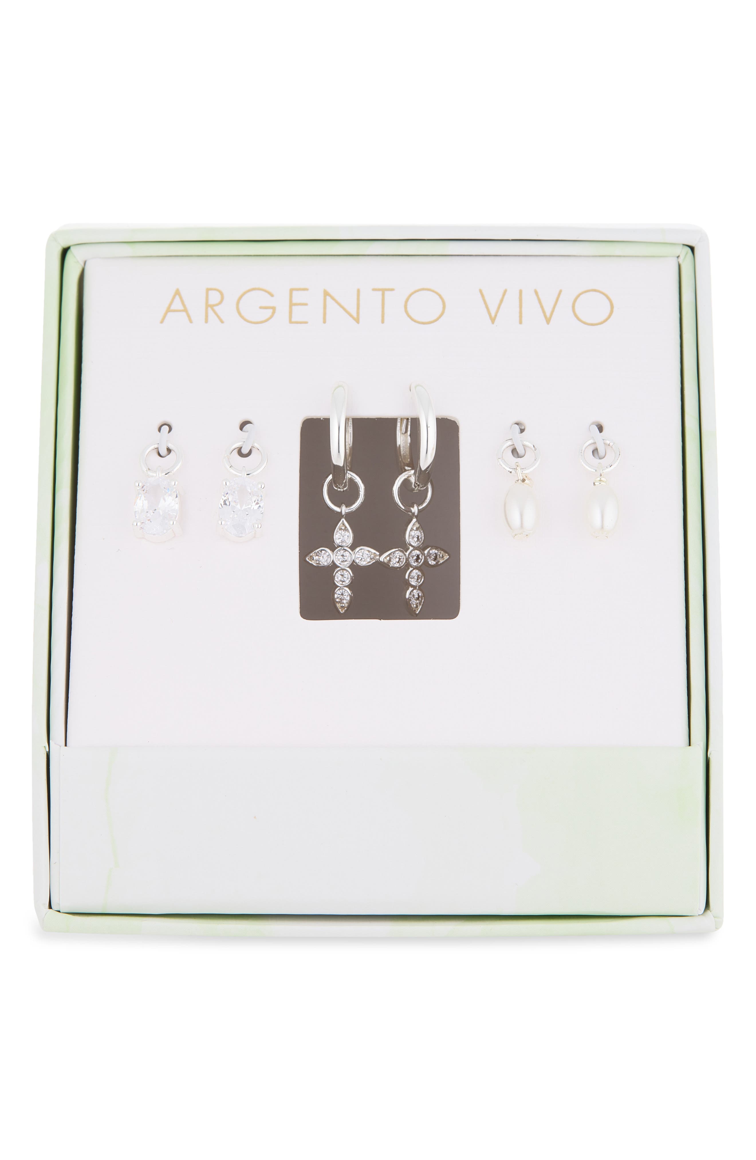Cross Pearl Cubic Zirconia Charm Set of 3