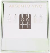 ARGENTO VIVO Cross Pearl Cubic Zirconia Charm Set of 3